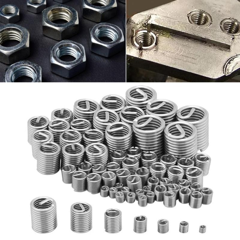 60Piece Steel Wire Thread Inserts Helical Coil Threaded Inserts Set 3mm To 12mm With AntiVibration Locking Mechanism