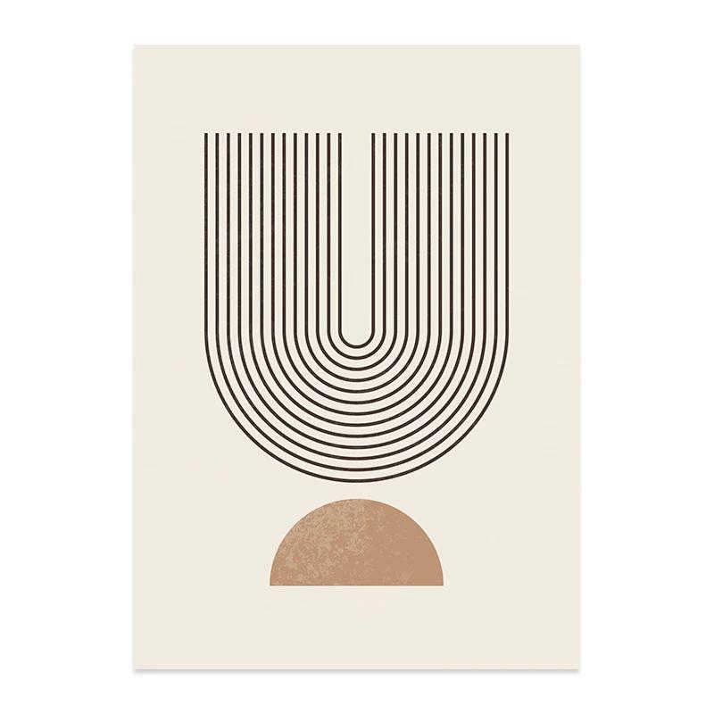 Pósteres Abstractos de Líneas Geométricas Beige Pintura sobre Lienzo Bohemia Arte de Pared Impresión Imágenes para Sala de Estar Interior Decoración del Hogar
