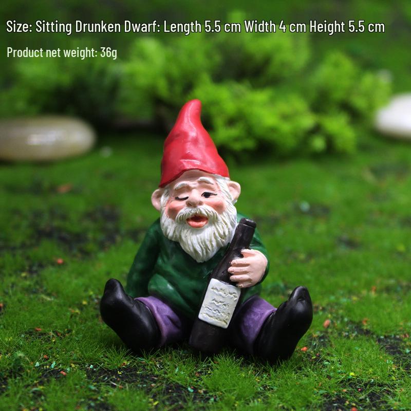Christmas Elf Garden Ornament - Resin Drunken Gnome for Festive Decor