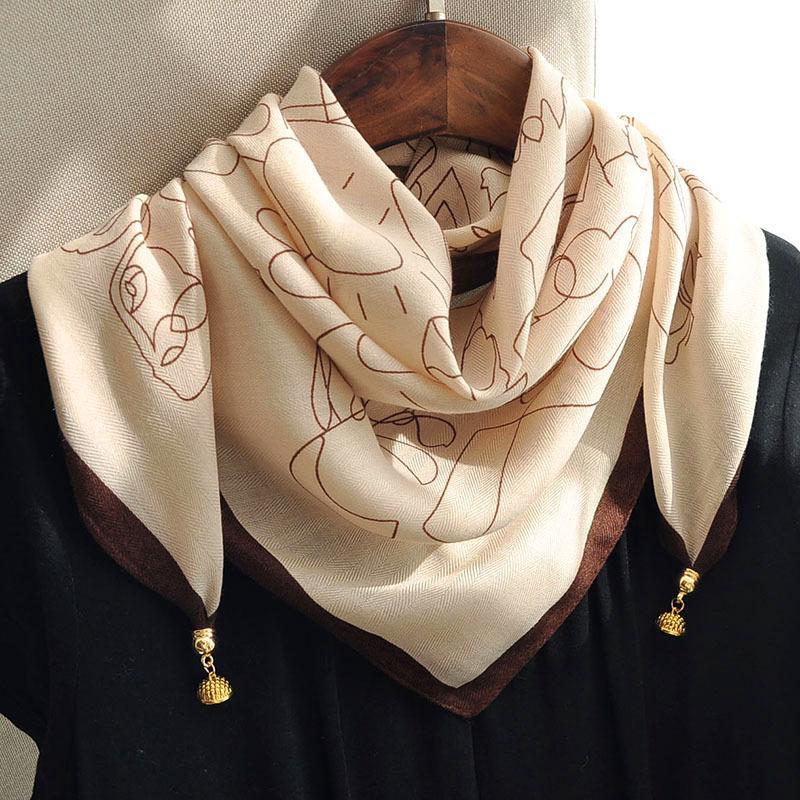 Spring & Autumn Silk Scarf: High-End Korean Style, Magnetic Buckle, Neck Protection, Versatile Temperament, Women's Square Scarf