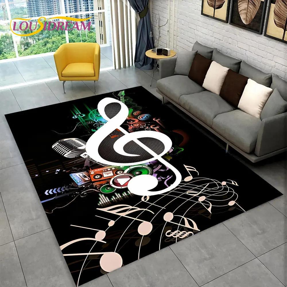 3D Müzik Nota Piyano Sanat Alan Kilim Büyük, Oturma Odası Yatak Odası Kanepe Paspas Dekor için Halı Kilim, Çocuk kaymaz Zemin Mat