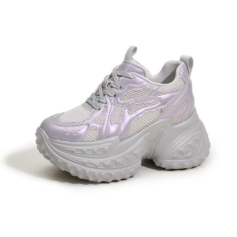 Daddy shoes women's new 2025 spring and summer versatile muffin thick-soled hollow mesh sandals small inner height-increasing women's shoes