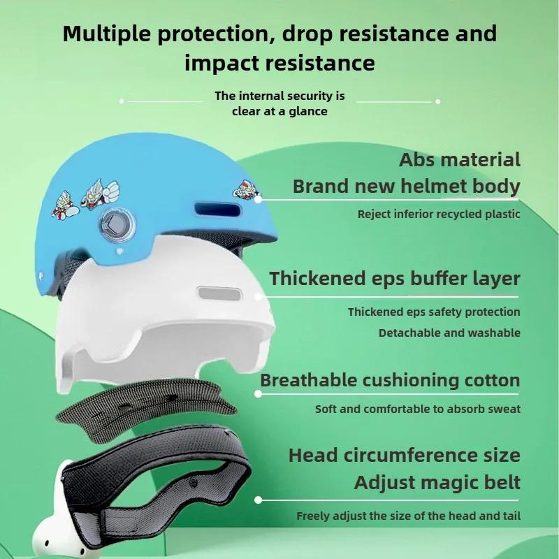 Children Cycling Electric Helmet Adjustable Adorable Appearance Ultra-Light Shock Absorbing ABS Skateboard Bike Safety Helmet
