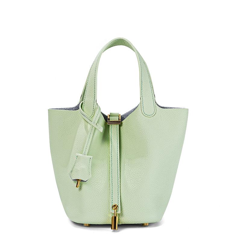 Women's High-Quality Genuine Leather Bucket Bag - Exquisite Cowhide Handbag