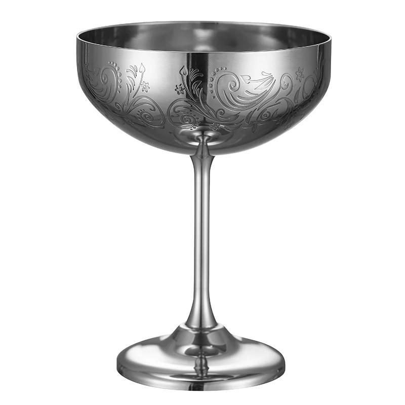 Metal Cup, Martini Cocktail Glasses,Copper Plated Stainless Steel With Etching Pattern