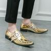 Designer Men's Shoes British Business Casual Leather Shoes Punk Rivet Buckle Strap Loafers Men Square Toe Party Stage Dress Shoe