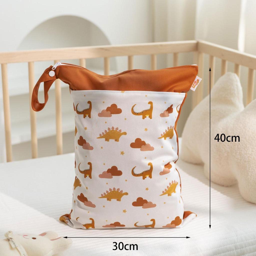 Nordic Dinosaur Baby Room Storage Bag - Waterproof Double Layer Wet/Dry Hanging Bag