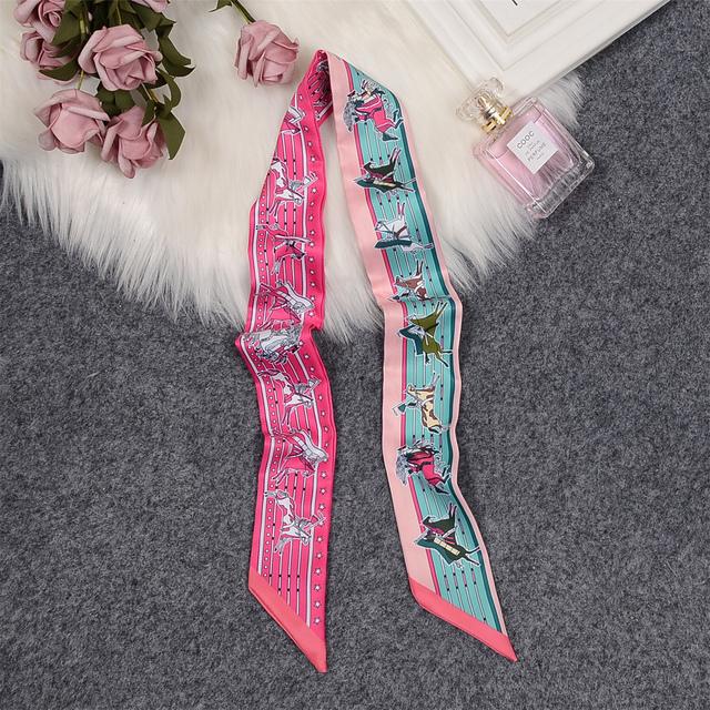 Luxury Horse Cloak Brand Scarf Fashion Design 100% Silk Scarf Women Headwear Skinny Bag Hair Scarves Neckerchief
