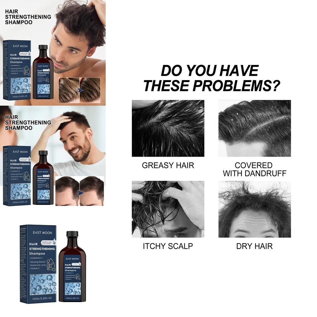 East Moon Men's Deep Cleansing Shampoo Moisturizing Strengthening Hair Roots Formula