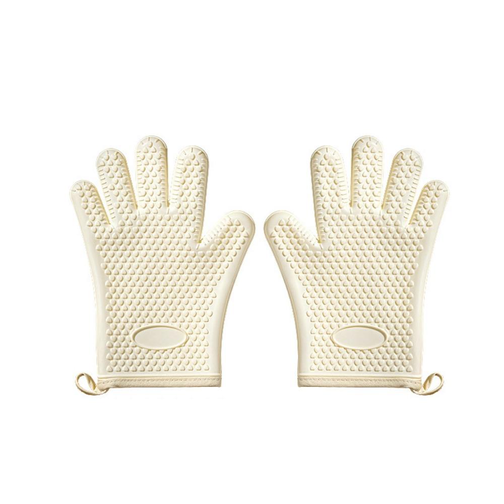 1 Pair Silicone Baking Gloves Heat Resistant Heat Insulation Mitts Durable BBQ Gloves  Hot Dish