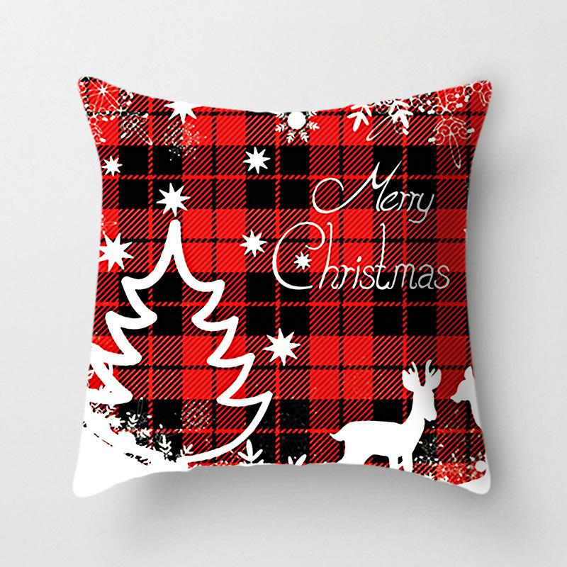 45x45cm New Year Christmas Elk Letter Printing Pattern Cushion Cover Home Living Room Sofa Decoration Throw Pillow Cover