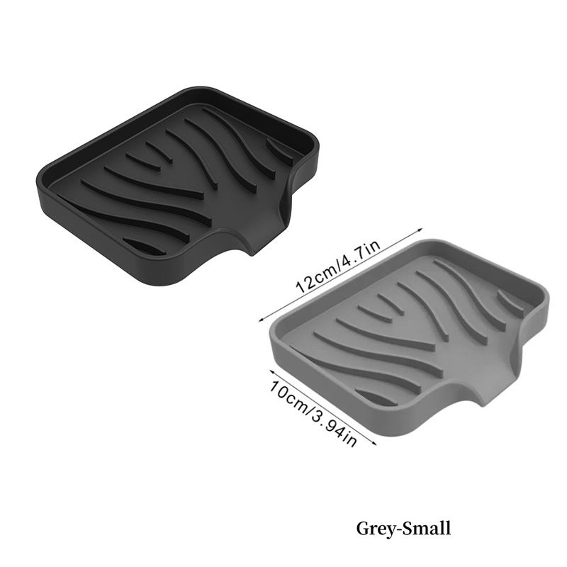 2PCS Silicone Sink Tray for Kitchen Organization - Non-Food Contact Soap Dish Holder with Drain Lip - Countertop Scrubber Drainer for Brushes