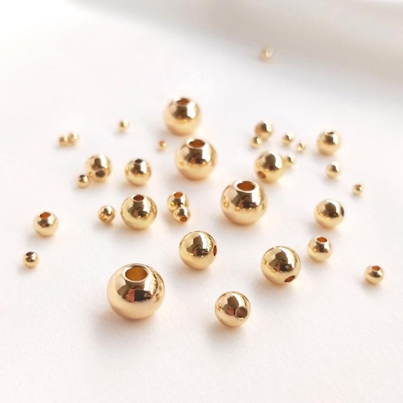 14k Gold Filled Farbechthaltende Glatte Runde Perlen für DIY Armband und Schmuckzubehör