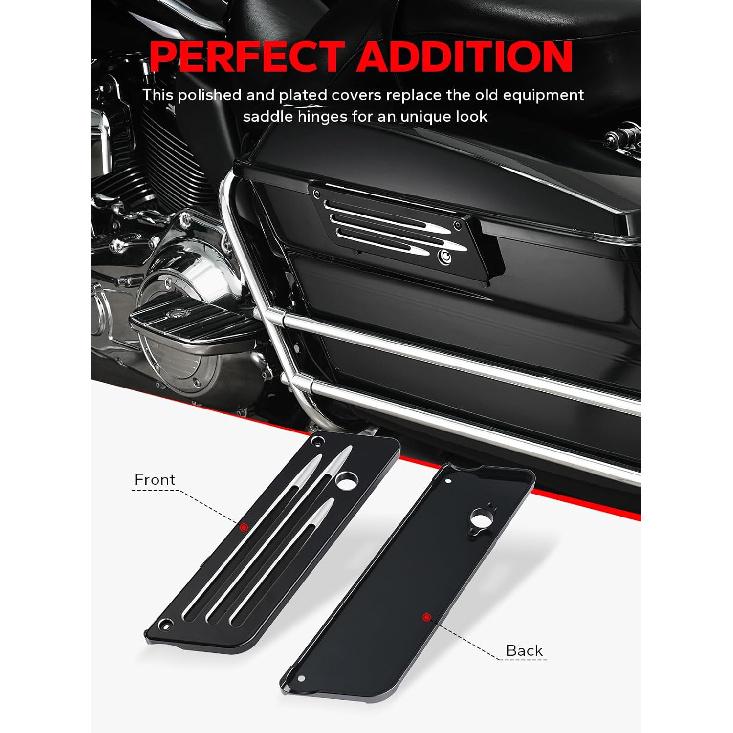 Amazicha Satteltasche Satteltaschen-Verriegelungsabdeckungen Schwarz Kompatibel für Harley Davidson Touring Street Glide, Electra Glide, Road Glide 1993-2013