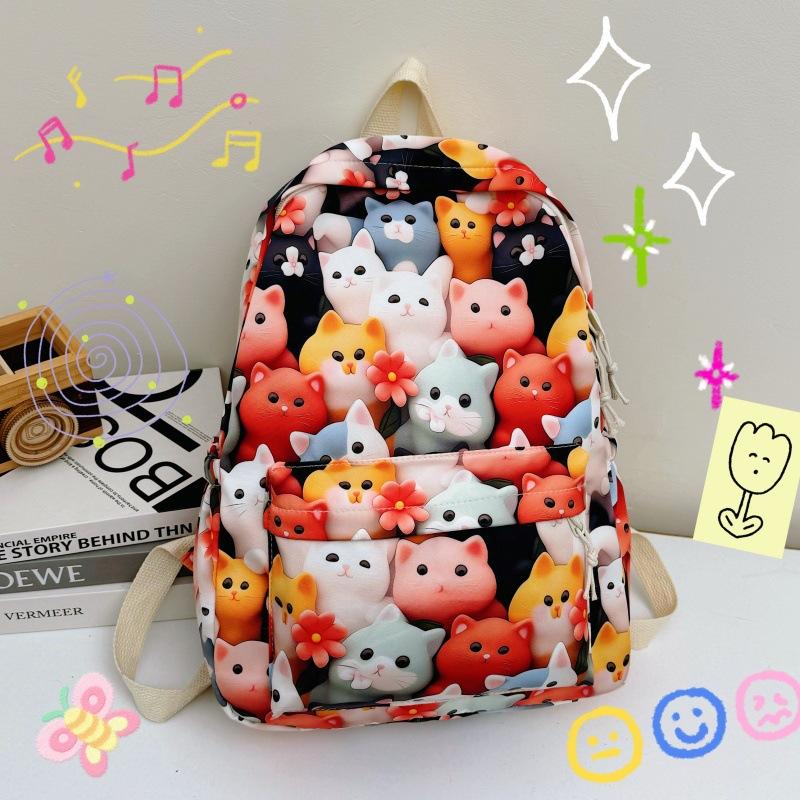 Schoolbag Backpack Women's Large Capacity Simple Cartoon High Value Student Backpack Trendy Cute Cartoon Student School Bag