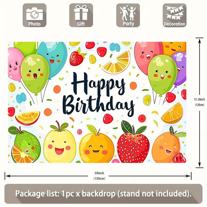 2D Fruit Birthday Backdrop for Kids Summer Party and Fruit Theme Events 47.2x31.5inch/120*80cm