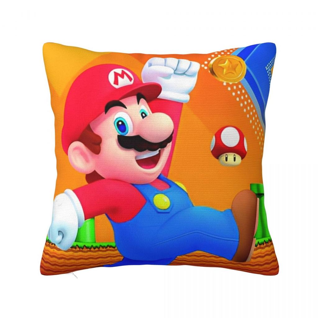 Marios Game Cartoon Pillow Case Cushion Cover Creative Polyester Decor Pillowcase for Seat 18"