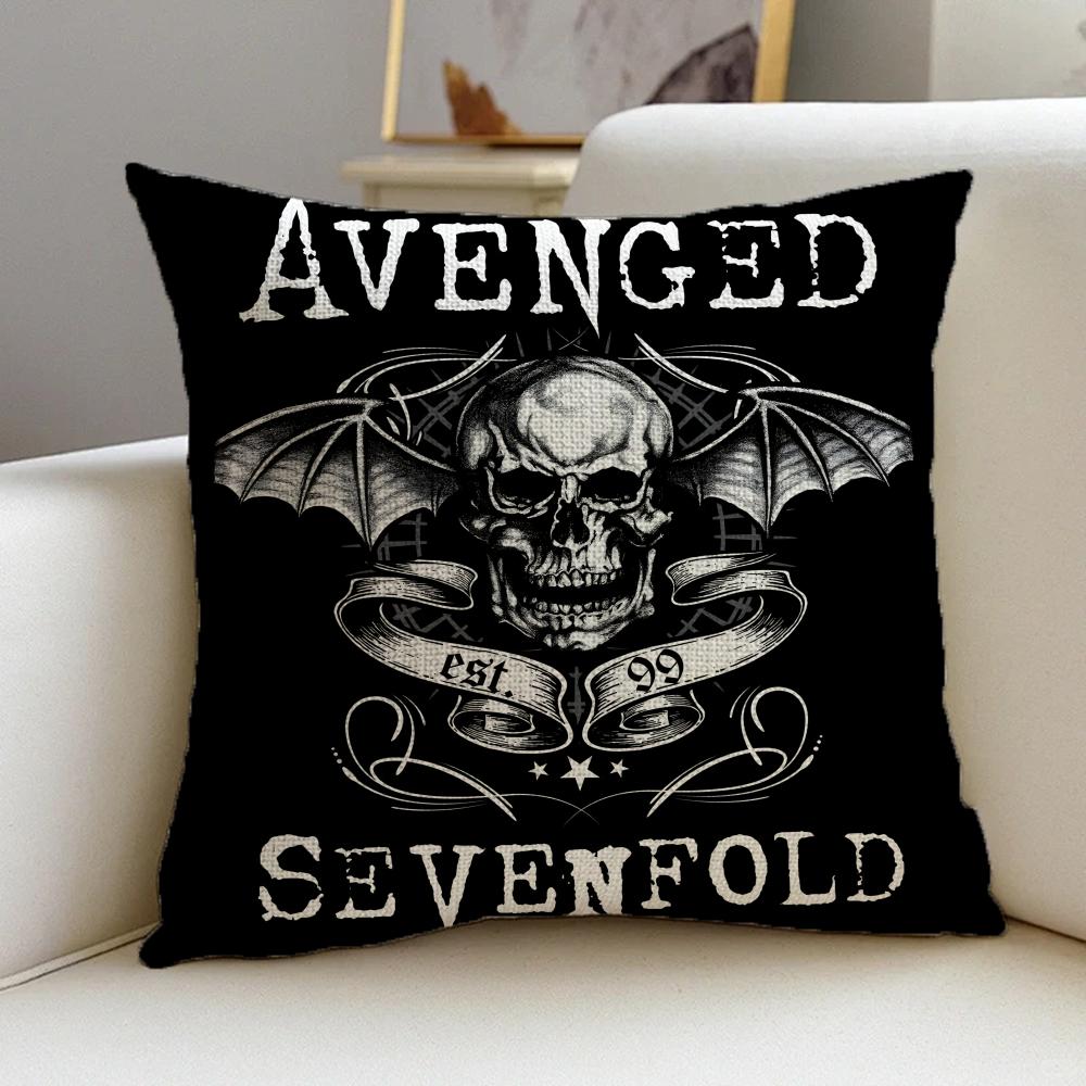 Cushion Cover Cushion Cover Pillowcase, Anti-Mite Invisible Zipper, Linen Sofa Cushion A-Avenged S-Sevenfold