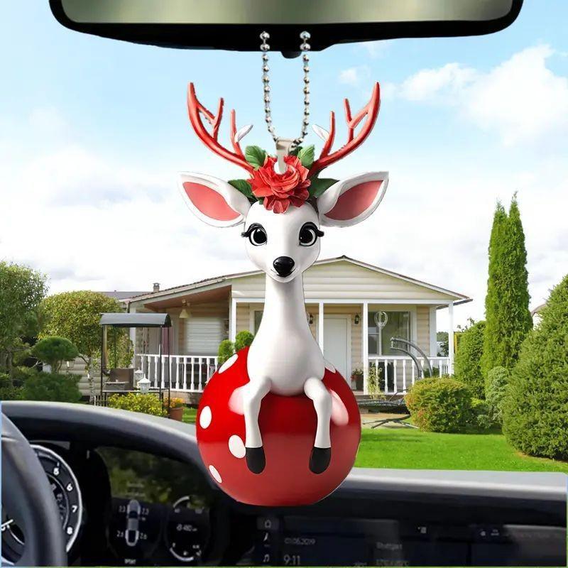 Adorable Cartoon Deer Car Hanging Ornament Made Of Durable Acrylic For Stylish Decor