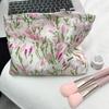 Sweet Tulip Canvas Cosmetic Bag - Portable, Large Capacity Wash Clutch