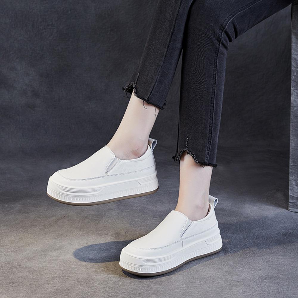 Pantofi Casual din Piele Naturală Femei Mocasini cu Talpă Moale din Piele Femei Modă Versatil Casual Pantofi de Damă Pantofi cu Platformă Retro