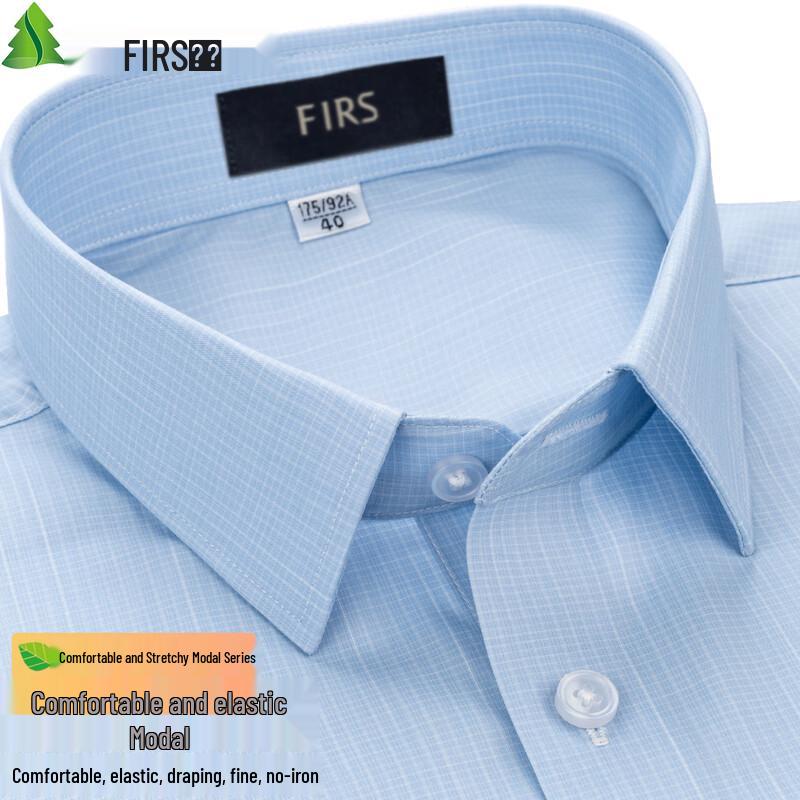 FIRS Men's Modal Plaid Wrinkle-Free Short Sleeve Shirt