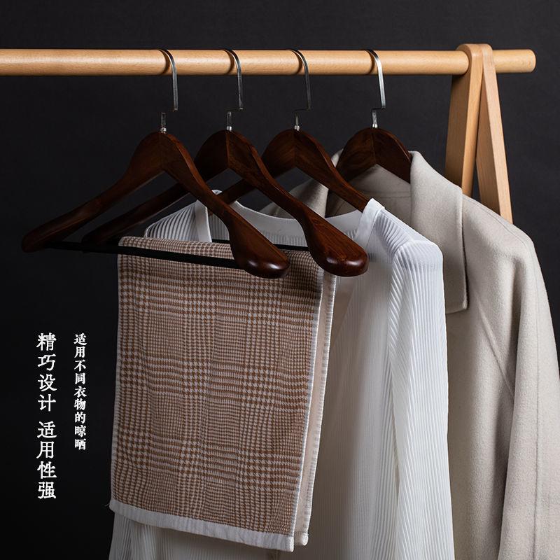 6Pcs/set Adult Extra-Wide Solid Wood and Metal Hook Wooden Hangers With Notches Non-slip Metal Hook for Clothes W2760