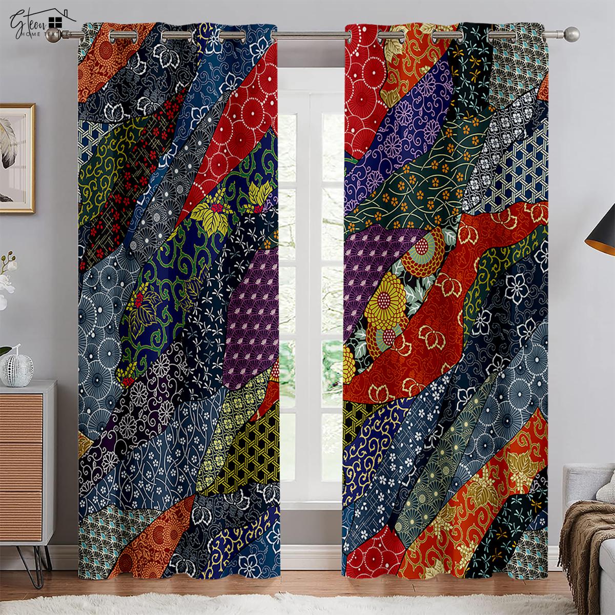 

Плотные шторы Шторы с принтом в клетку Шторы в стиле ретро-богемного стиля Шторы для спальни Гостиная Кабинет Декоративные шторы W100xH130(CM) folio&Rod pocket