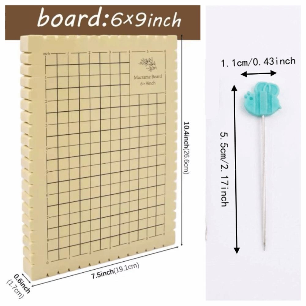 DIY Craft Thick Foam Macrame Board and Pins Kit 16x24cm 6x9in Grid Board Lightweight Reusable Knotting Board Bracelet Making