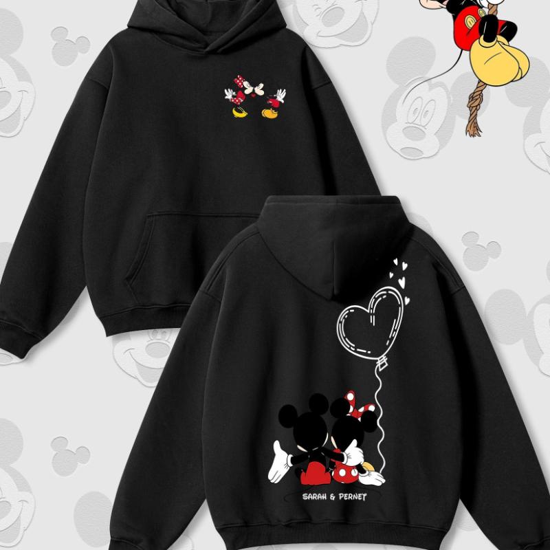 Disney Cartoon Print Herbst und Winter Kapuzenpullover Rundhals Langarm Hoodie Lockerer Casual Stil Geeignet für Männer Frauen
