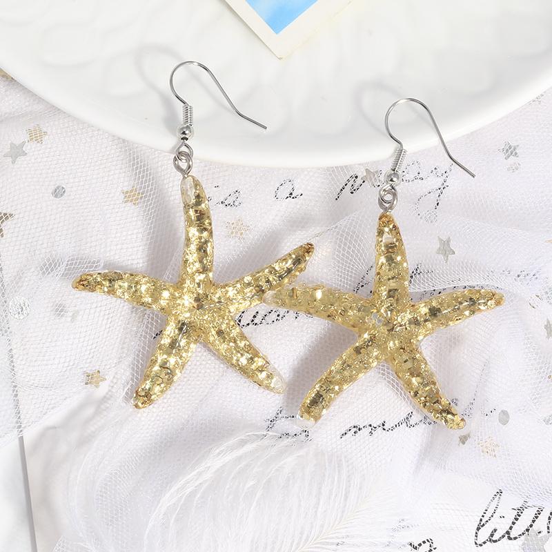 Modische Bonbonfarbe Pailletten Seestern Ohrringe für Damen Mädchen Sommer Strand Bohemia Hängeohrringe Urlaubs Schmuck Geschenke