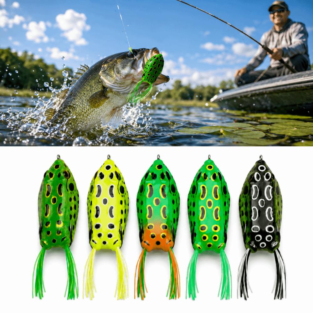 5PCS 5.5cm 12g Frog Crankbait Lures PVC Fishing Baits Durable Topwater Frog Lures For Snakehead