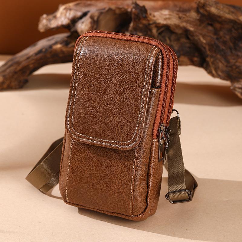 Pu Leather Crossbody Bag Versatile Style Simple Design Waist Bag Multiple Pockets Leather Case Messenger Bag Outdoor Work
