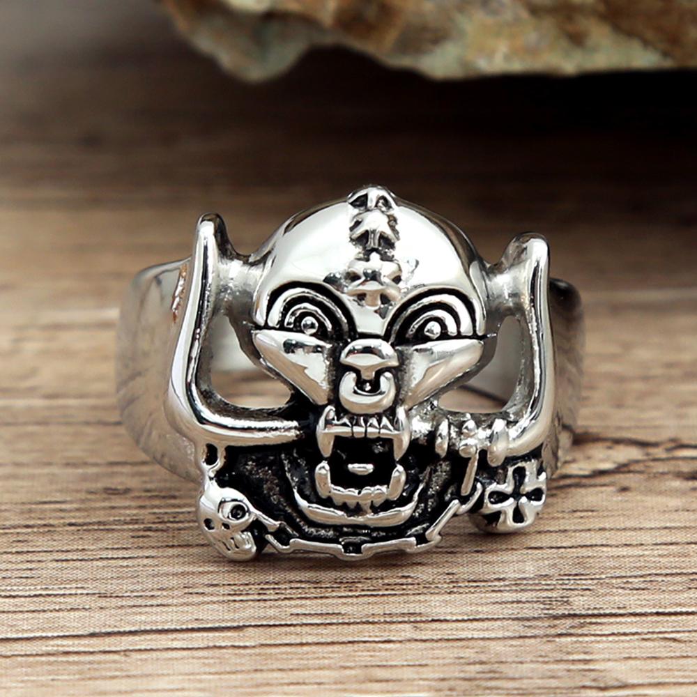 Vintage Ethnic Style Skull Biker Rings Mens Stainless Steel Rock Punk Gothic Skull Ring Fashion Party Jewelry Gifts Dropshipping