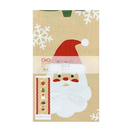 Hamamonyo Tenugui Towel "Honobono Christmas" 100% Cotton, Approx. 34cm X 90cm, Printed, Raw Edge