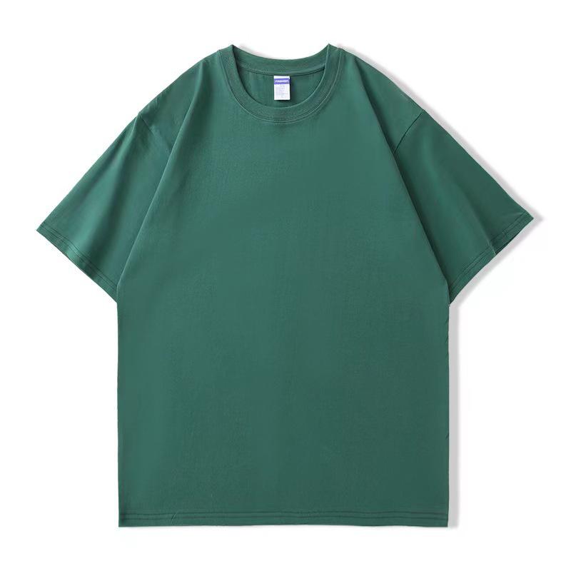 260g Unisex Pure Cotton Loose Fit Double Yarn Drop Shoulder Half Sleeve T-Shirt