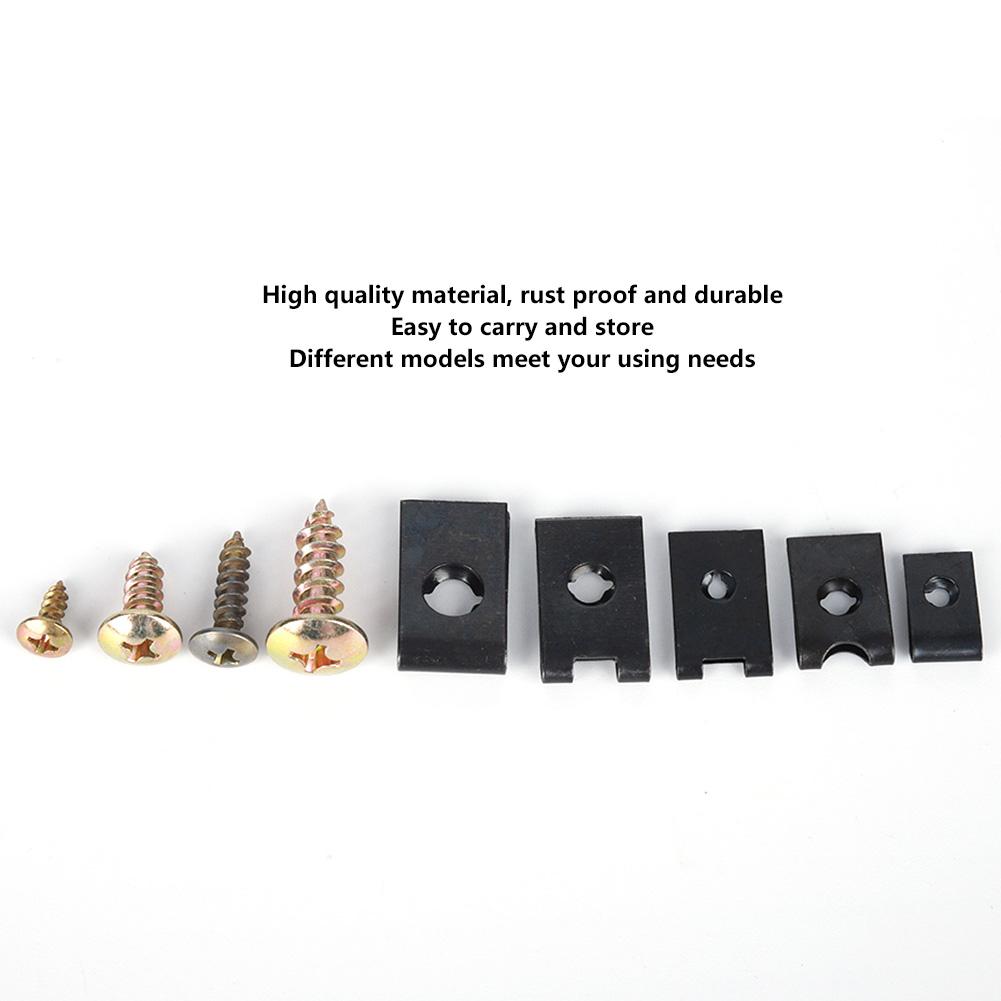 170Pcs Carbon Steel U Clip and Screw Set Assortment Kit Accessories with Storage Box