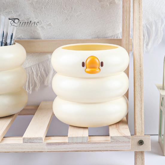 Beauty Tool Holder Cute Duck Pen & Makeup Brush Organizer, Large Capacity Desk Storage, Kawaii Stationery Decor, Creative Gift for Students