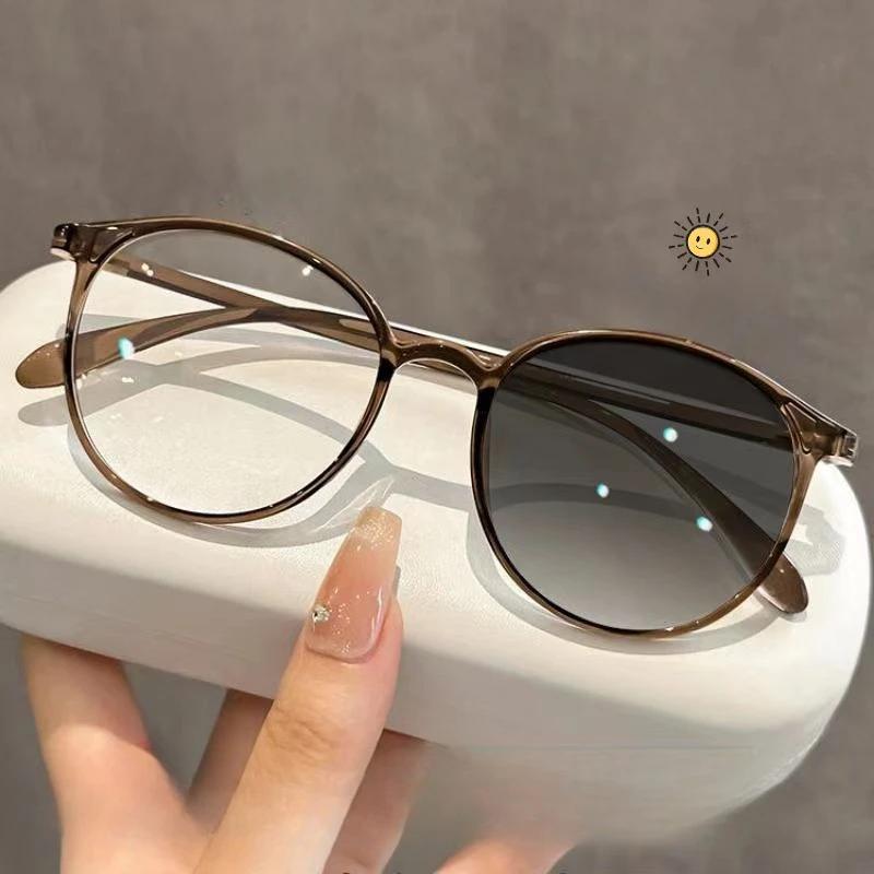 Modische ovale photochrome Myopie-Brille für Damen und Herren, niedliche, lässige Vollrand-Kurzsichtigkeitsbrille, Dioptrien 0 bis -4,0
