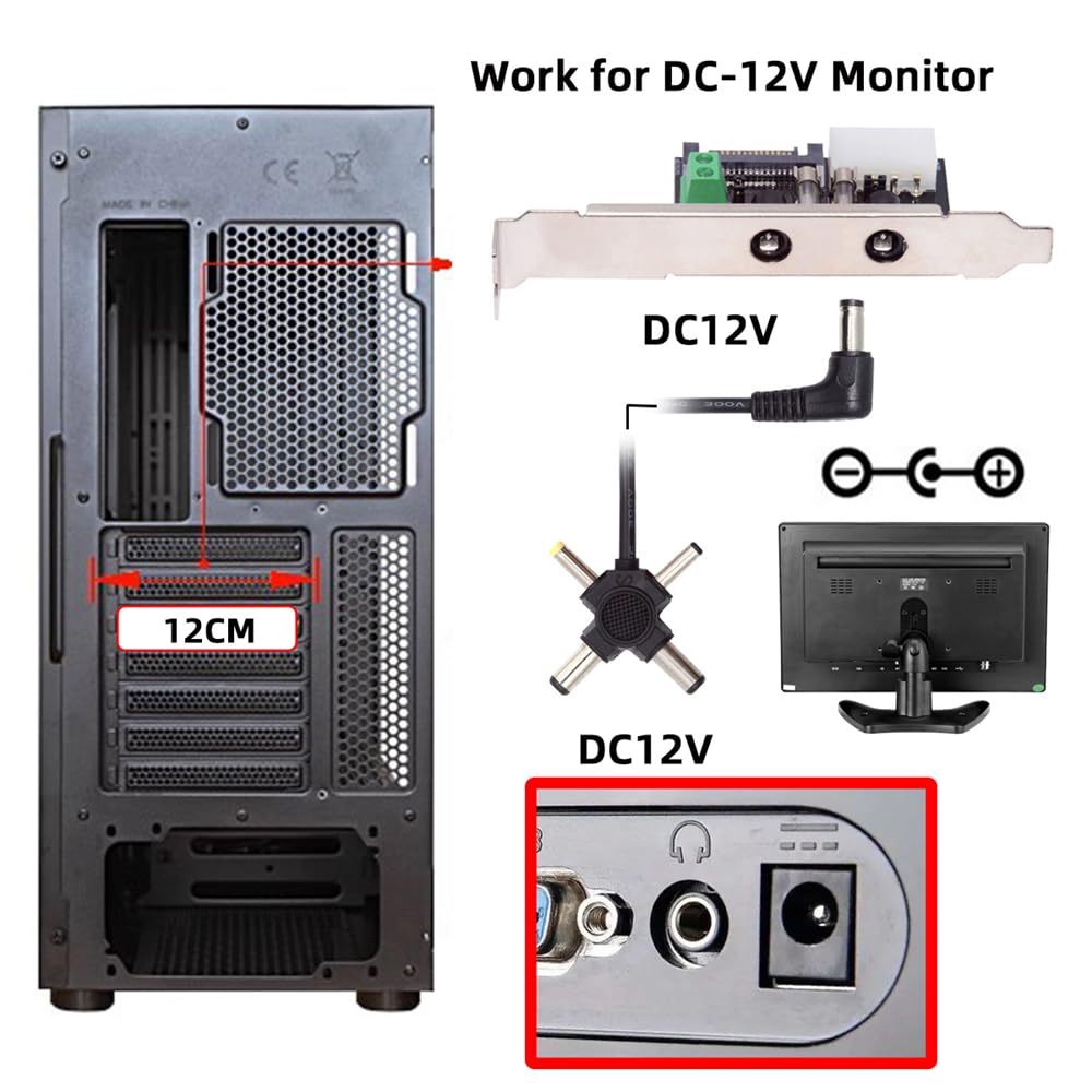 Cablecc 12V 5V DC Output Power Intelligent Control Management System Power Card with Bracket for Monitor Router System, PCI-E