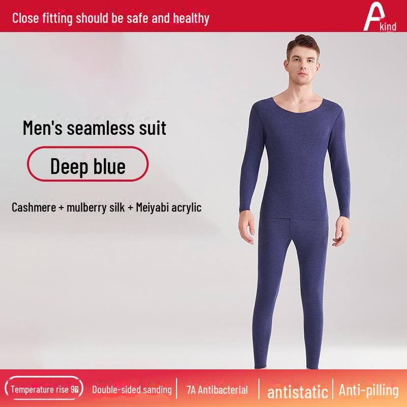 Unisexová německá kašmírová termoprádlová souprava: Hedvábím vylepšený, sametem podšitý, teplý oblek na podzim