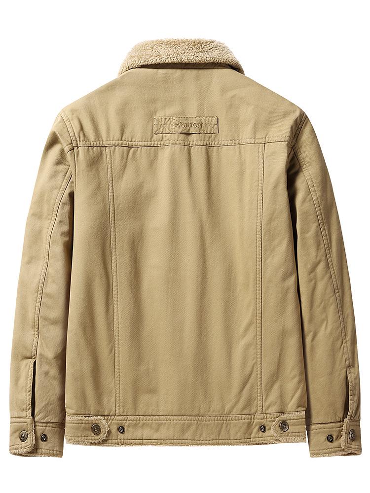 2025 Men's Washed Cotton Velvet-Enhanced Lapel Jacket - Warm Autumn/Winter Casual Outerwear