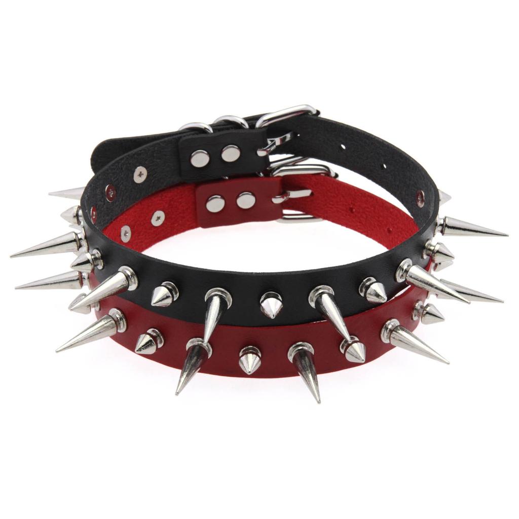 Punk Long Spike Choker Pu Leather Collar For Women Men Cool Big Rivets Studded Chocker Goth Style Necklace Emo Accessories