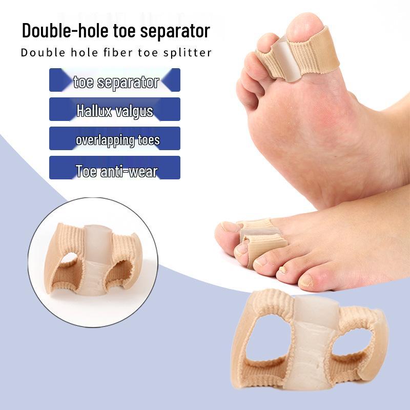 

Double-Hole Fiber Toe Corrector & Soft Anti-Abrasion Sleeve for Bunions and Overlapping Toes Small бежевый