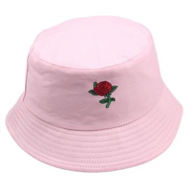 Rose Embroidery Bucket Hat Foldable Macaron Panama Hat For Women Men Outdoor Fishing Hunting Sun Protection Fishmen Hat