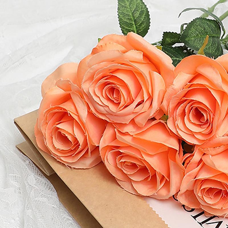 5pcs Artificial Flower Rose Bright Color Long Lasting Attractive Decorative Fake Silk Flower