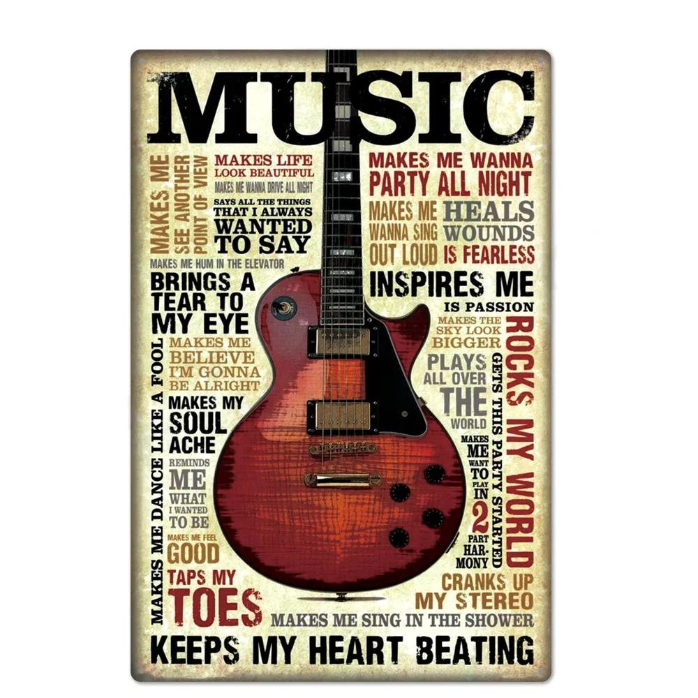 FJ Metal Tin Signs Decor Rock Roll Vintage Metal Sigsn Plaque Metal Posters Retro Rock Home Bar Wall