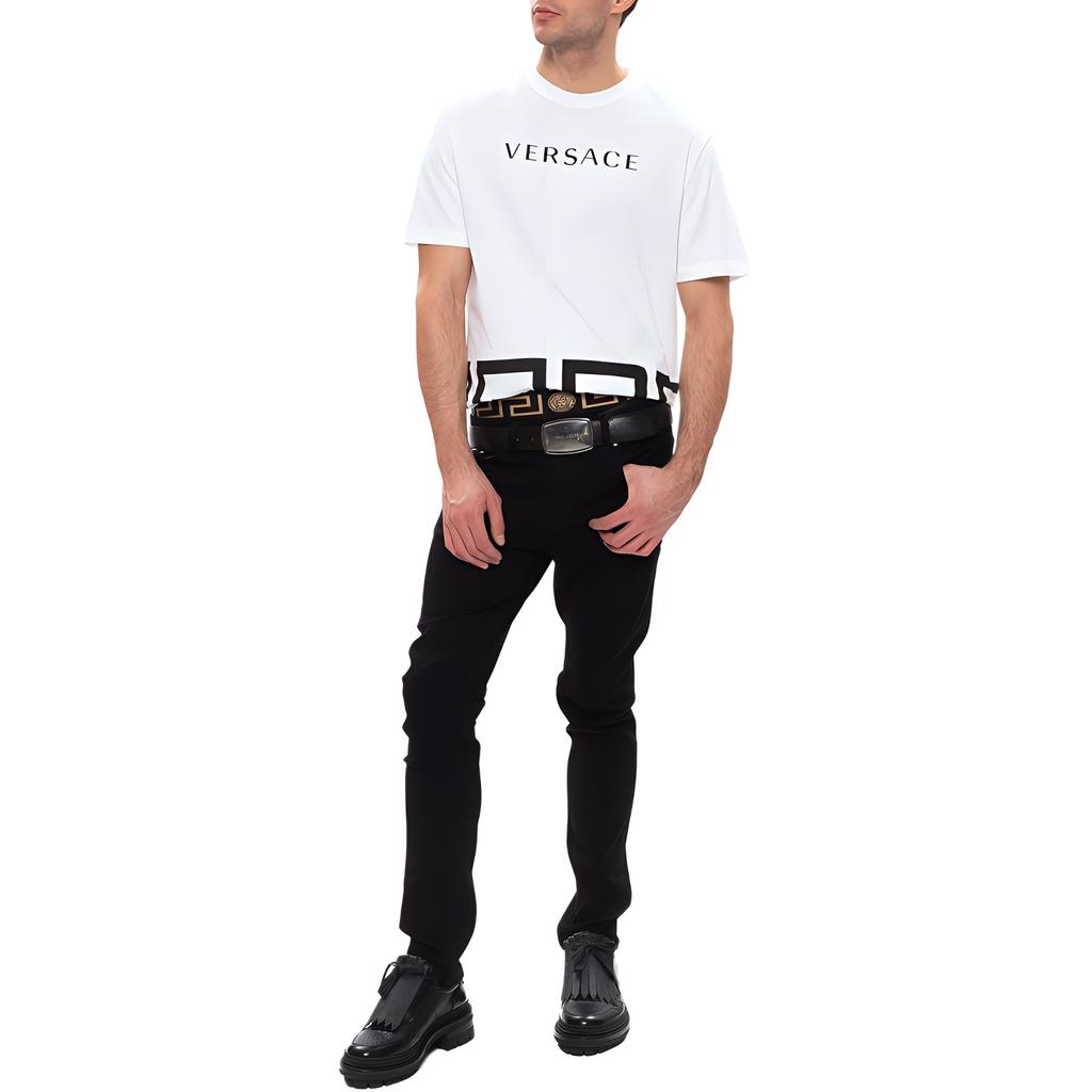 Versace T-Shirts Men's White Crew Neck Moderate Straight Fit A88560-A235263-A1001