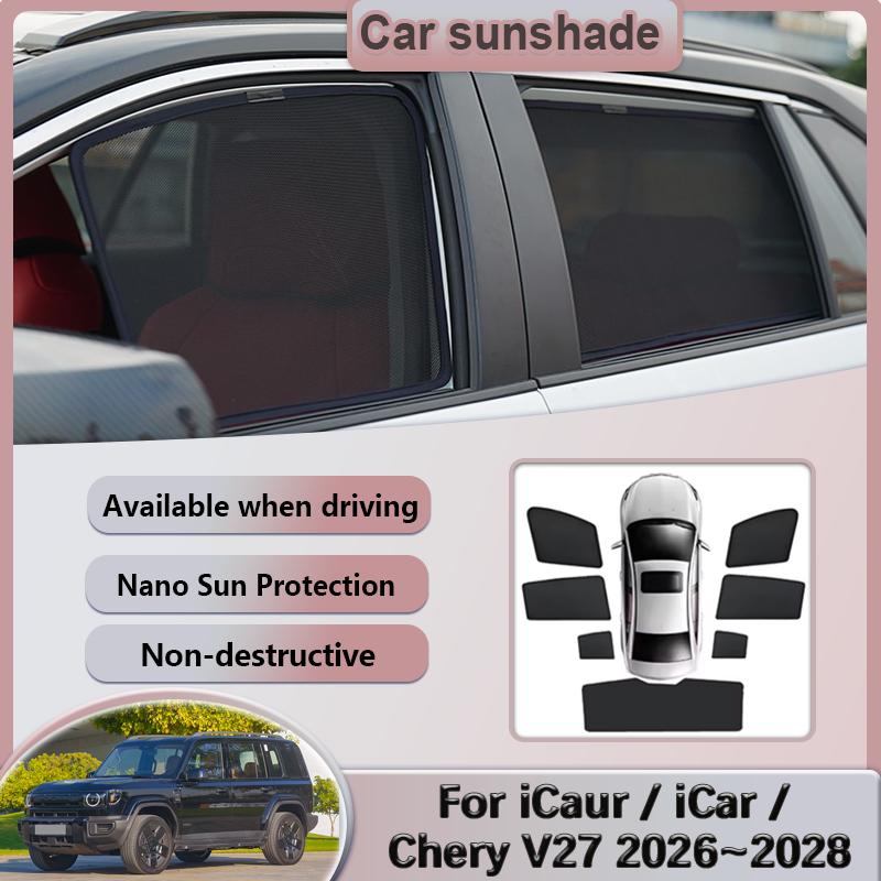 Car Sunshades For iCaur iCar V27 Chery V27 2026~2028 Windshield Privacy Mesh Heat Insulation Sunscreen Visors Auto Accessories