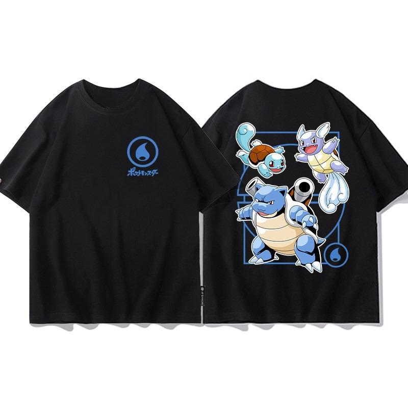 2026 Summer Charizard Evolution Double Side Japnese Anime Print TShirt Cotton Oversized Couple Family Tee for Travel Sports